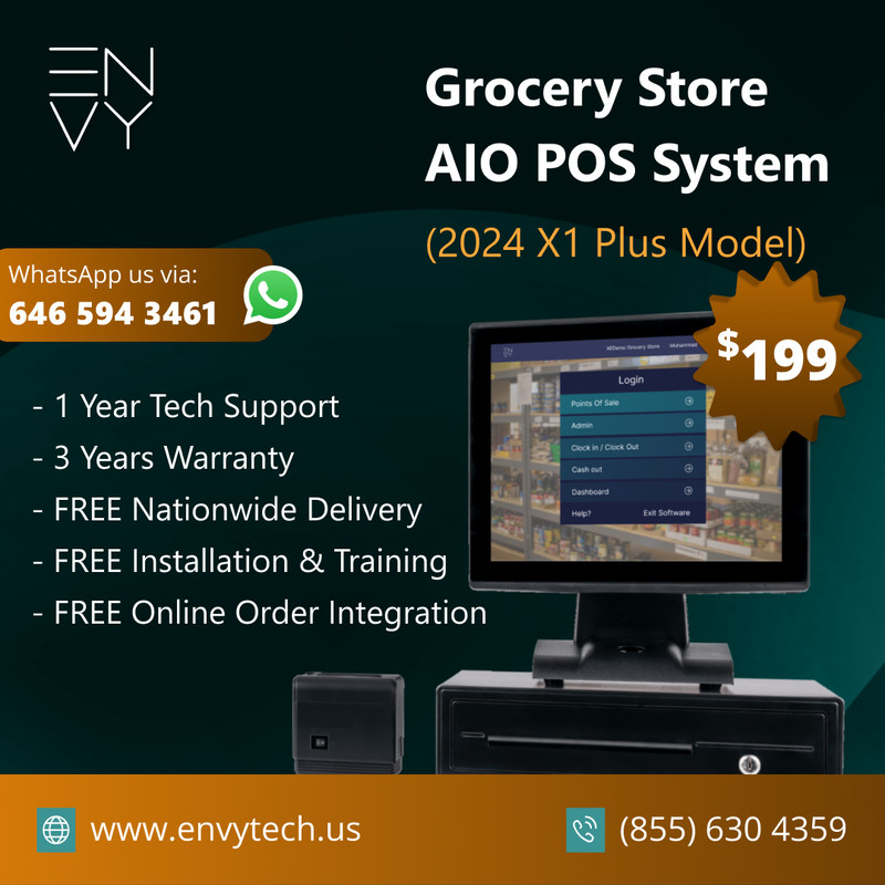 15″ Touchscreen POS Cash Register Till System For Grocery Stores & Supermarkets