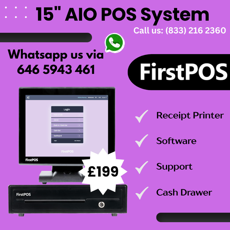 15 Touchscreen POS Cash Register Till System For Butcher Shop+Scale Integration