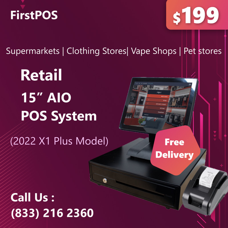 15" All in One Touchscreen Cash Register Till System For Retail Convenience Shop