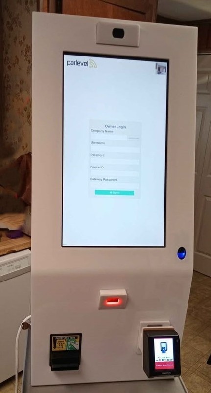 Micro Market Self Checkout Kiosk POS Parlevel Max 21" Touchscreen Cash & Card