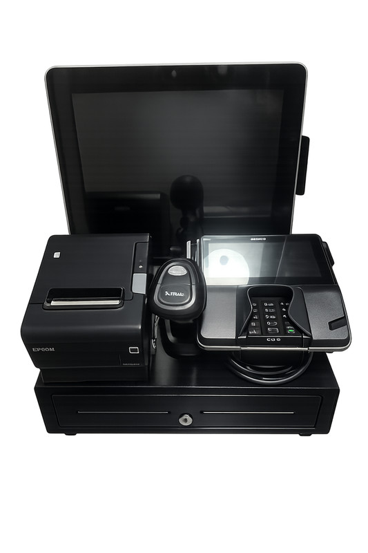 NCR 7761-13100-0062 POS Terminal, Cash Drawer, Card Reader, Scanner, & Printer