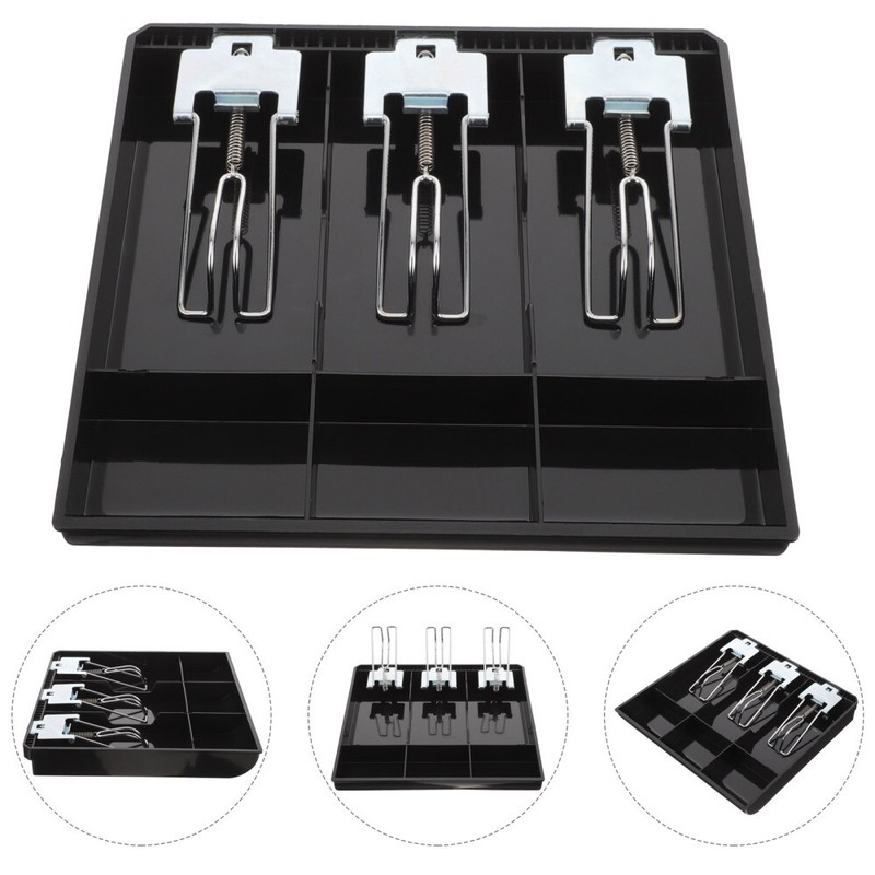 1PC Metal Cash Register Drawer Insert Tray Money Storage under Counter Black