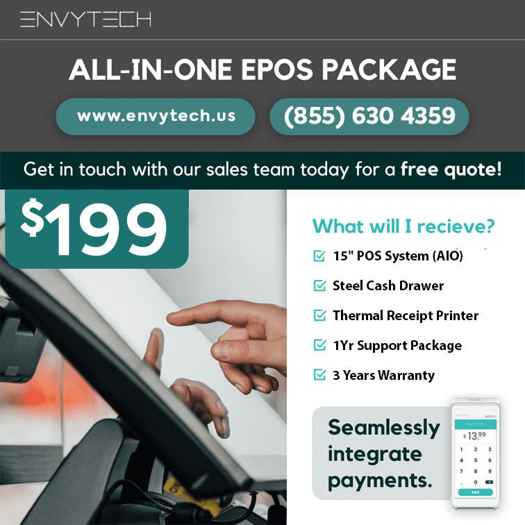 15 Touchscreen POS Cash Register Till System For Restaurants & Diners