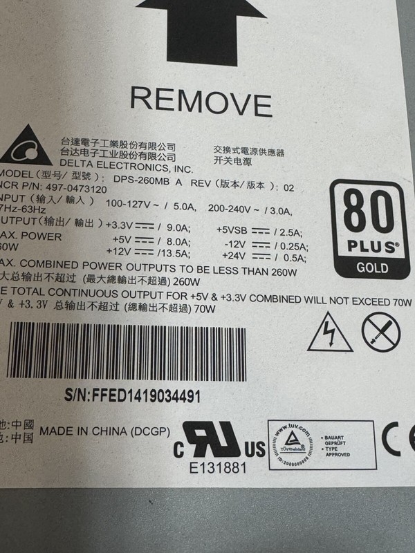 ✔️ DELTA ELECTRONICS PSU ✔️ DPS-260MB A ✔️ 290W Power Supply Unit ✔️ 497-0473120 gallery