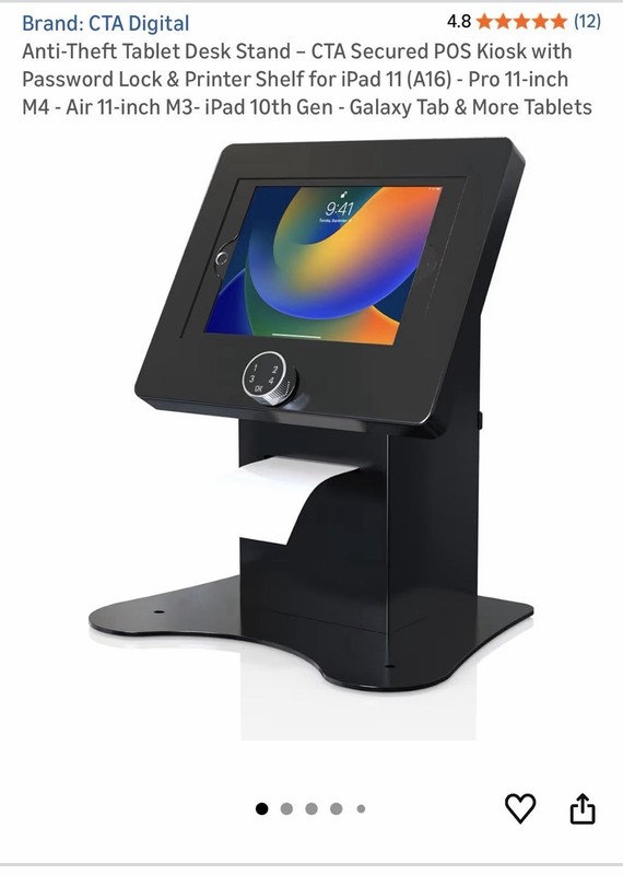 Anti Theft Tablet Desk Stand CTA Secured POS Kiosk, Pass Lock & Printer Shelf gallery