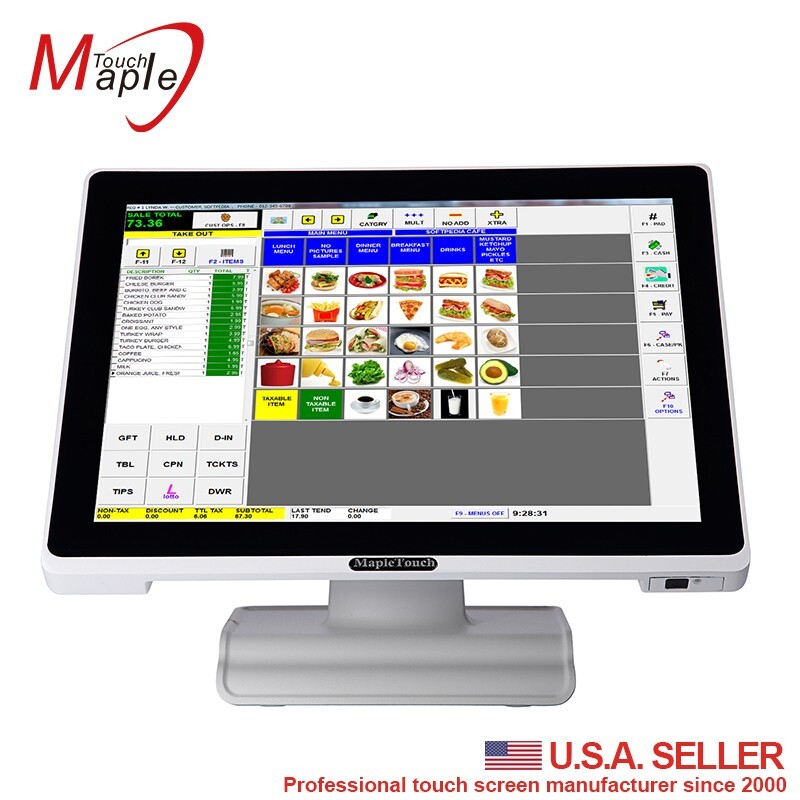 White POS system touch computer all in one J1900/4G/64SSD gallery