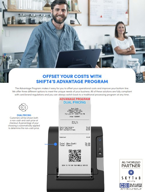 SKYTAB POS BY SHIFT4- QSR- w/DUAL PRICING MERCHANT A/C–ZERO I/C- 1000/FREE MENUS gallery