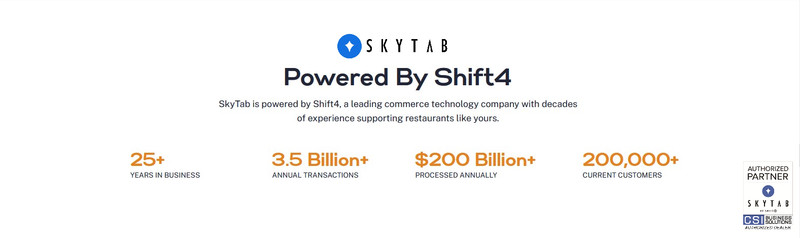 SKYTAB POS BY SHIFT4- QSR- w/DUAL PRICING MERCHANT A/C–ZERO I/C- 1000/FREE MENUS gallery