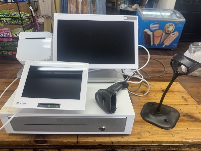 Clover Station POS System Bundle w/ Receipt Printer Cash Drawer Barcode Scanner