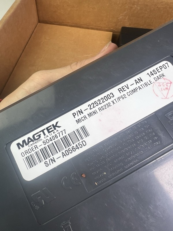 Magtek MICR MINI RS232 XT/PS2 Check Reader W AC Adapter P/N 22522003 - Dark Grey gallery