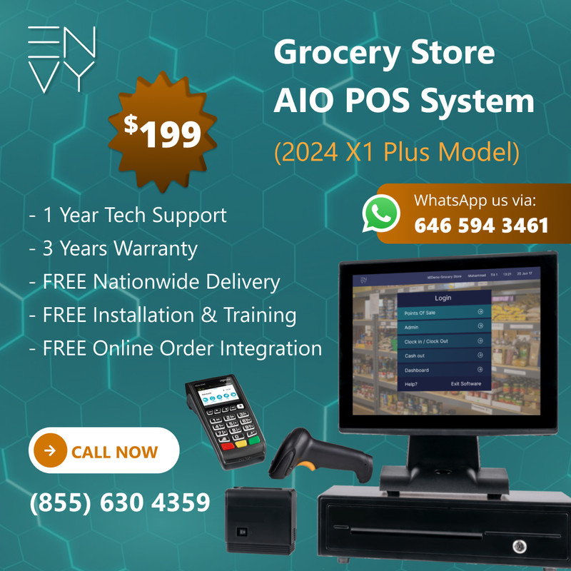15" Touchscreen POS Cash Register Till System For Grocery Stores