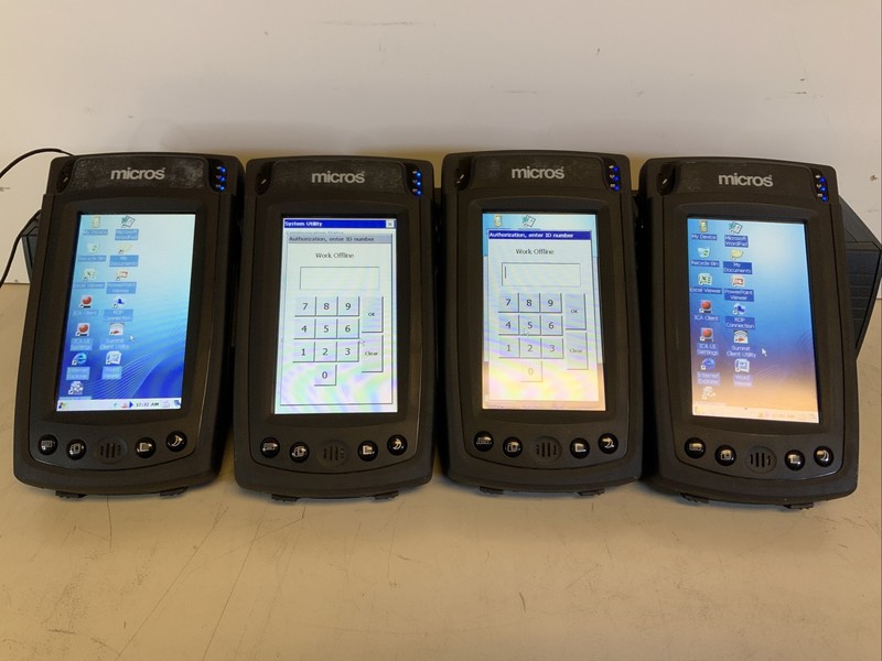 Lot Of 4 DT Research DT430 Handheld POS Terminal Scanner W/ Charging Doc gallery