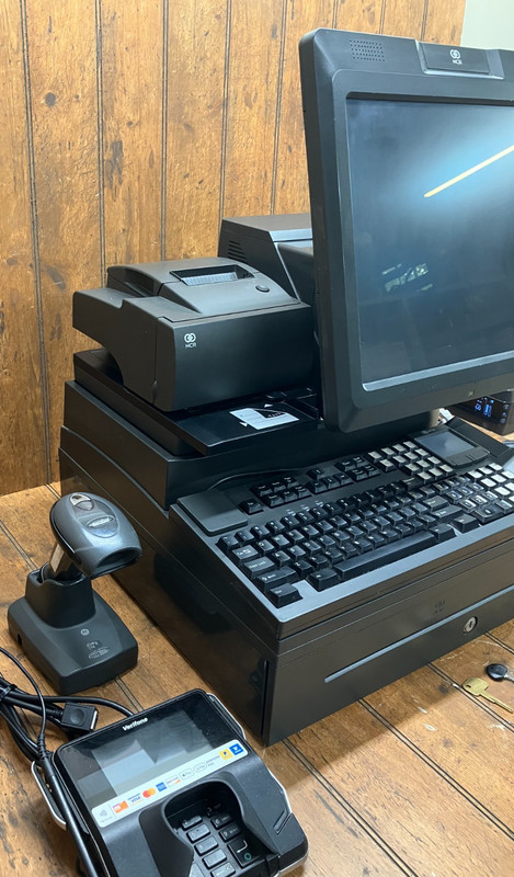NCR Real POS 7616 w/ Monitor Keyboard Printer Scanner Card Reader Cash Drawer #2 gallery