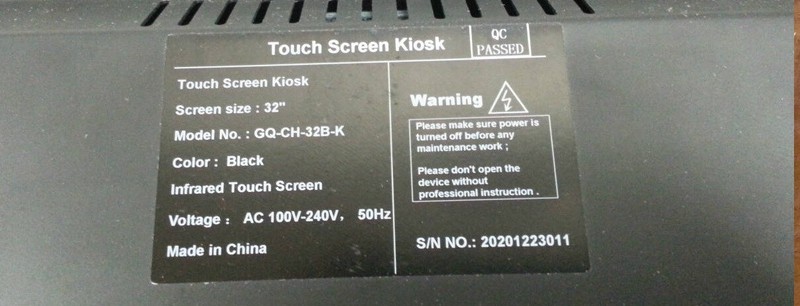 JACUZZI GQ-CH-32B-K 32" INFRARED TOUCHSCREEN PC KIOSK I3-2370M 2.40GHZ 4GB 128GB gallery