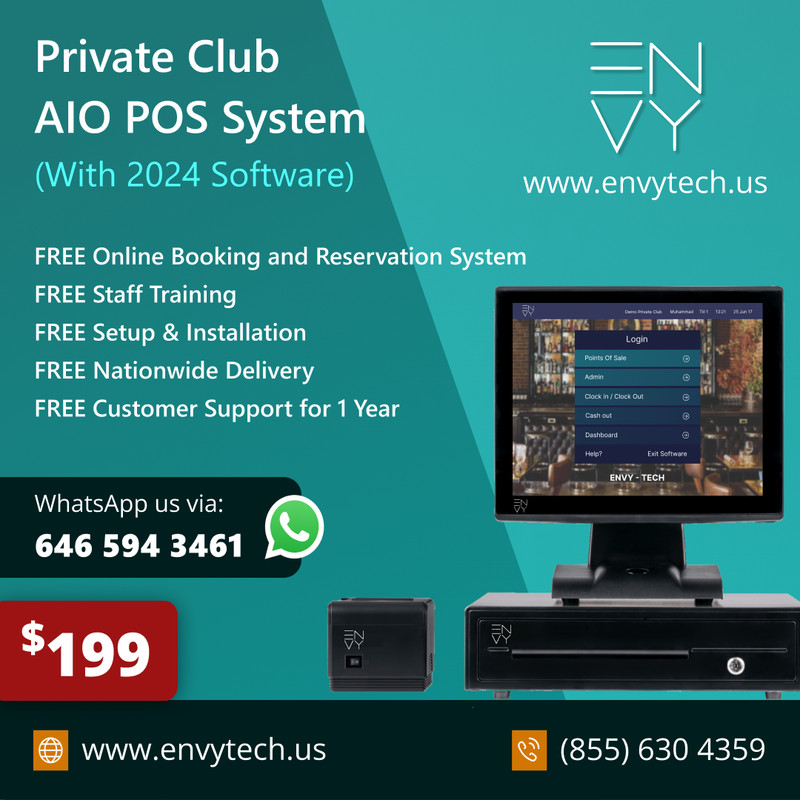 15″ Touchscreen POS Cash Register Till System For Private Clubs