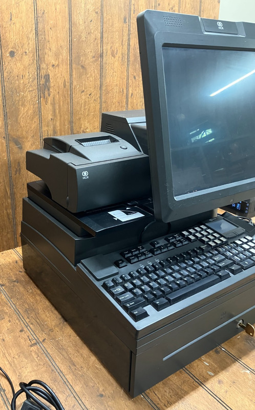 NCR Real POS 7616 w/ Monitor Keyboard Printer Scanner Card Reader Cash Drawer #4 gallery