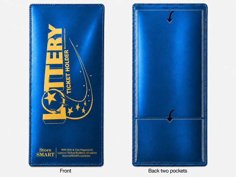 StoreSMART Lotto Ticket Lottery Holder 4"x9" Plastic Metallic Blue 2 Pack gallery