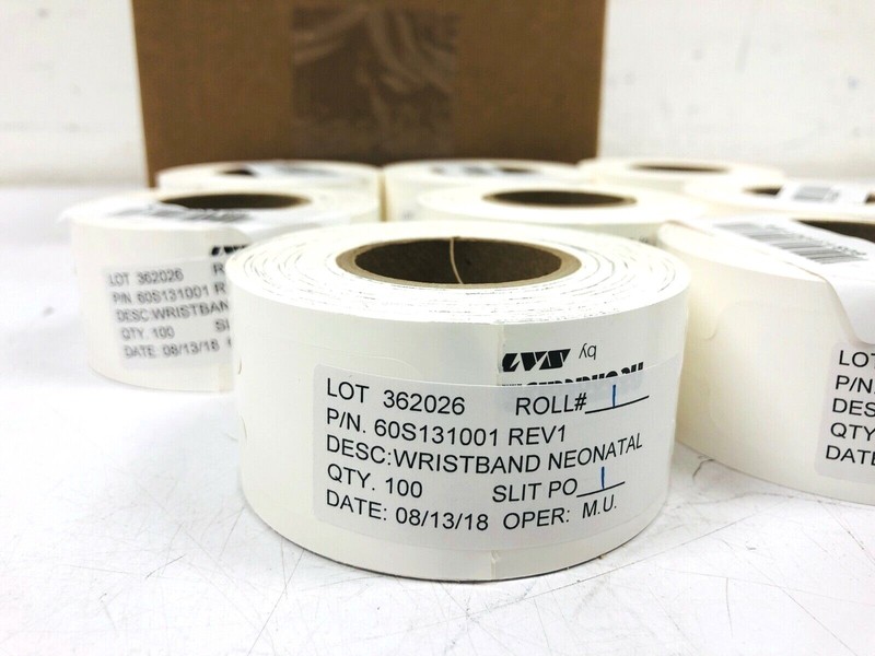 LOT OF 8 SATO NeoNatal Secure ID 60S131001 Rolls of 100 Bands for Printers gallery