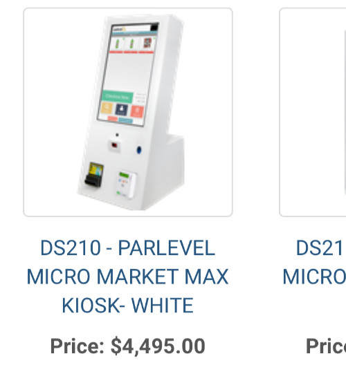 Self Checkout POS PARLEVEL MICRO MARKET SLIM 21" Touchscreen Scanner Card Cash gallery