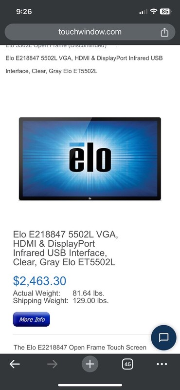 Very Powerful 55 Inch ELO Computer which can be used In an Office gallery
