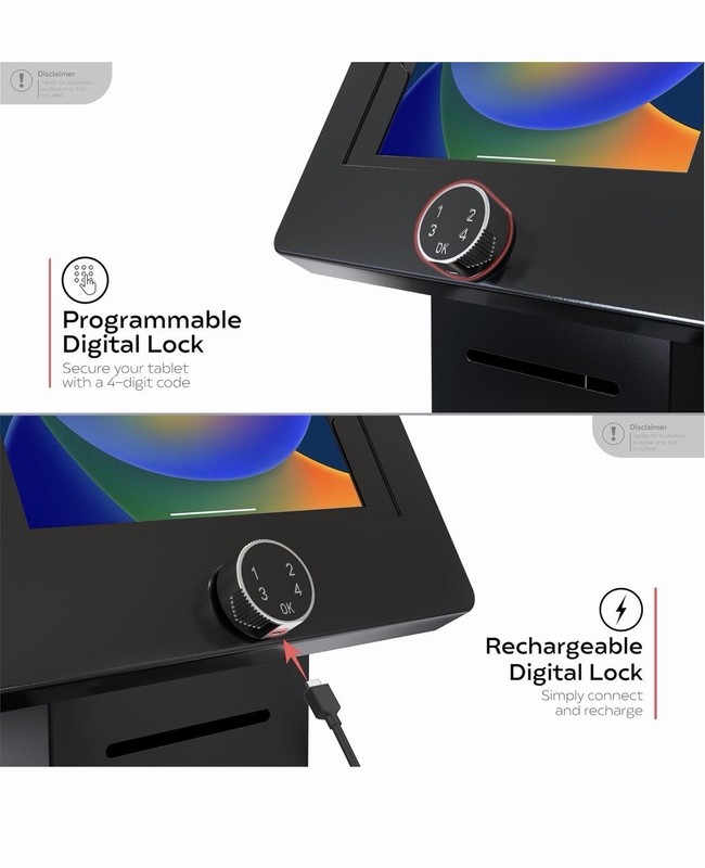 Anti Theft Tablet Desk Stand CTA Secured POS Kiosk, Pass Lock & Printer Shelf gallery