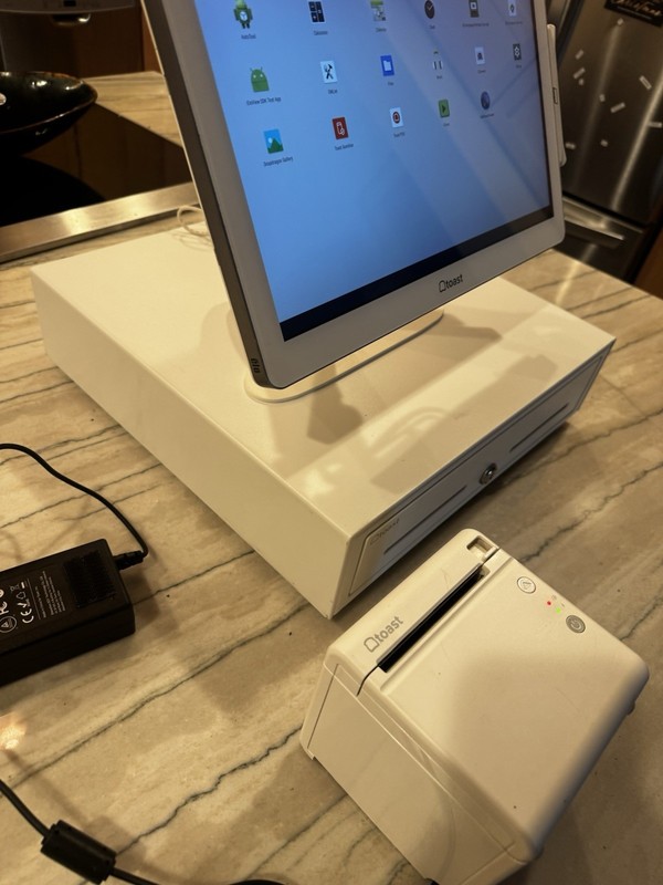 Toast POS System Bundle: White Touchscreen Terminal, TP200W Printer, Cash Drawer gallery