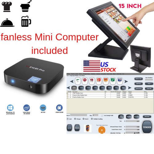 NEW mini Fanless PC POS Point Sale System Combo Retail Restaurant