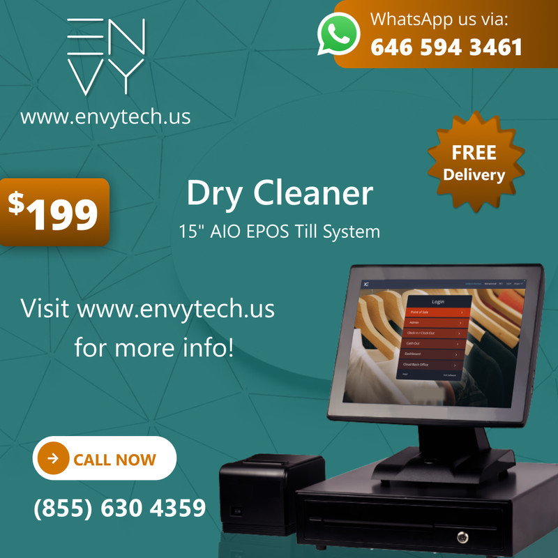 15″ Touchscreen POS Cash Register Till System For Dry Cleaners