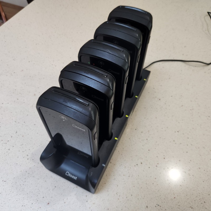 Lot of 5 Toast Go 2 Handheld POS Tablets TG200 with DTC200 Charging Dock (READ) gallery