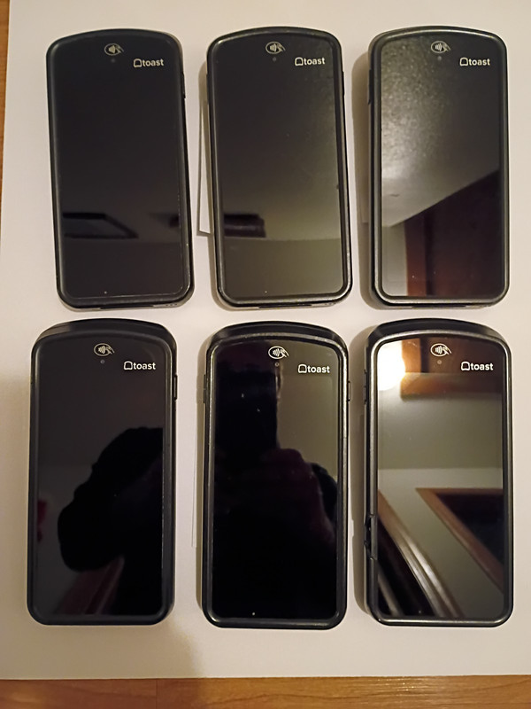 6 Toast Go 2 Handheld POS Tablets TG200 w/ 6 Oringal Charging Cables Super Clean