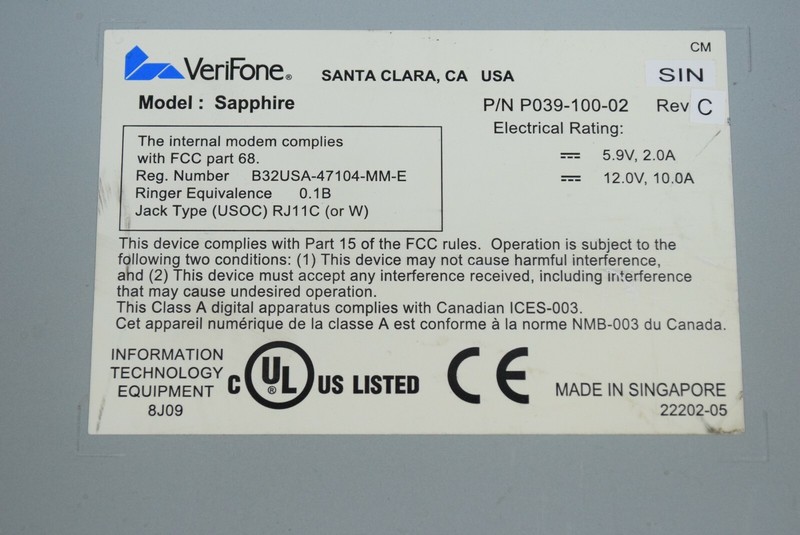 Verifone Sapphire II POS Terminal with Power Supply P039-100-02 gallery