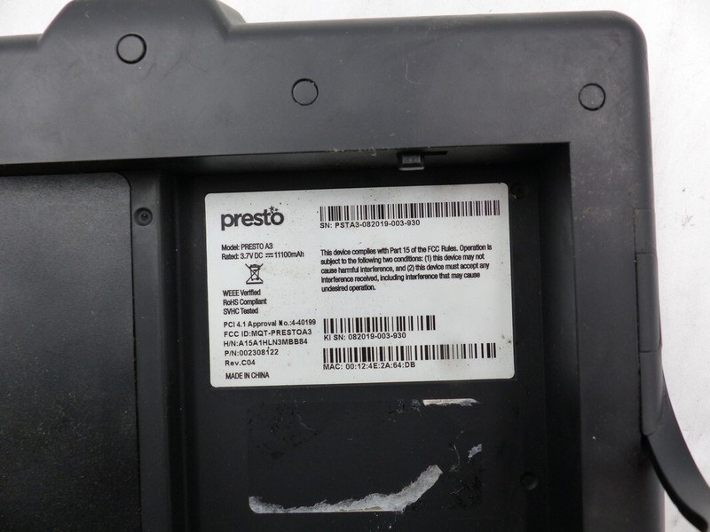 ELACARTE PRESTO A3 POINT-OF-SALE SYSTEM 7" DISPLAY gallery