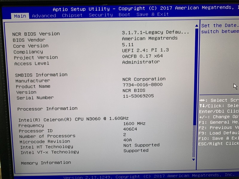 NCR Motherboard Celeron N3060 1.60GHz 4GB RAM 32GB SSD 7734-0016-8800 gallery