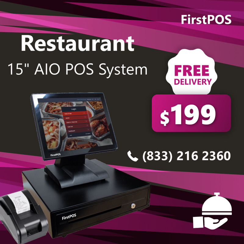 15» Touchscreen POS Cash Register Till System Restaurants & Diners