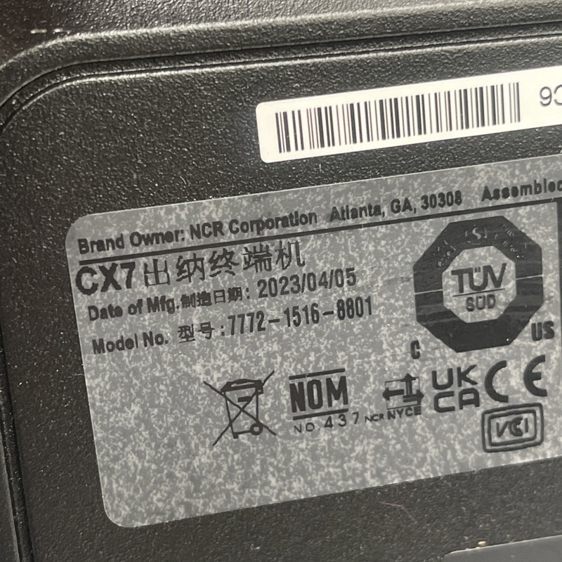 NCR CX7 7772-1516-8801 POS TERMINAL w/ 8GB Ram 128GB SSD UNKNOWN OS gallery