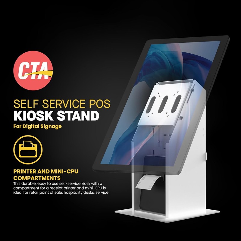 Self Service Kiosk POS Stand – CTA POS Kiosk with CPU & Printer Compartments for