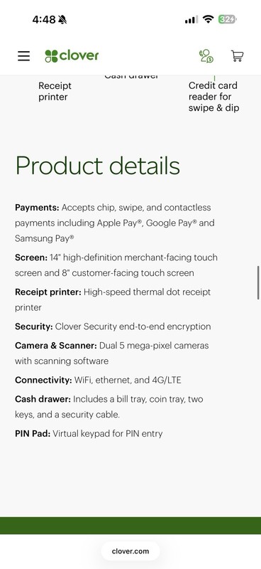 Clover Station POS System Bundle 14" Monitor, Customer Display, Printer, Card gallery