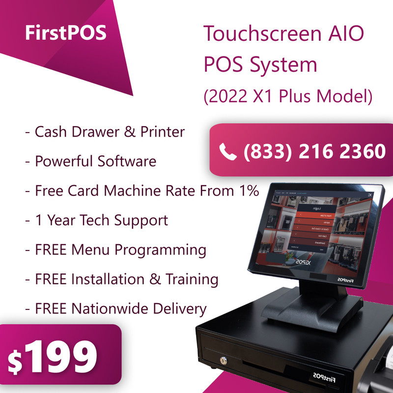 15» Touchscreen POS Cash Register Till System Restaurant Takeout Drycleaner