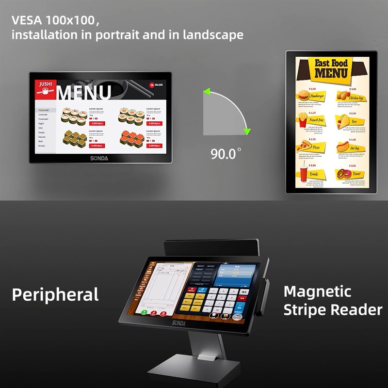 SD-i800 15.6" POS System Cash Register w/ Touch Screen + 11.6"Customer Display gallery