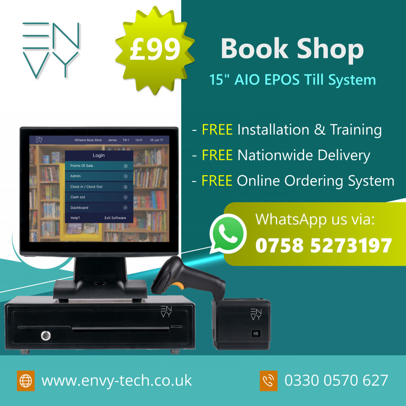 15" Touchscreen POS Cash Register Till System For Bookshops