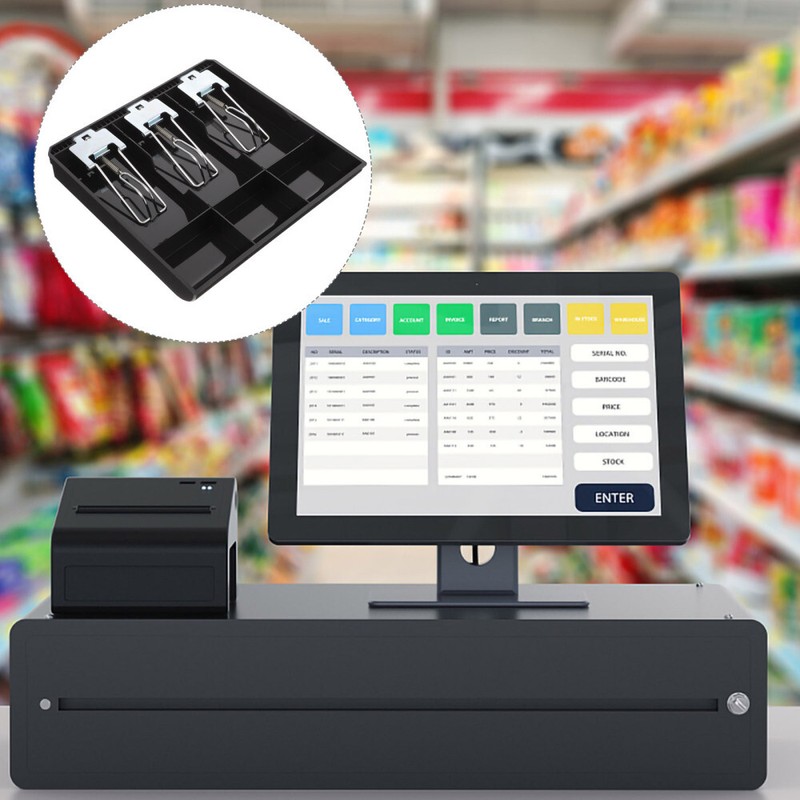 1PC Metal Cash Register Drawer Insert Tray Money Storage under Counter Black gallery