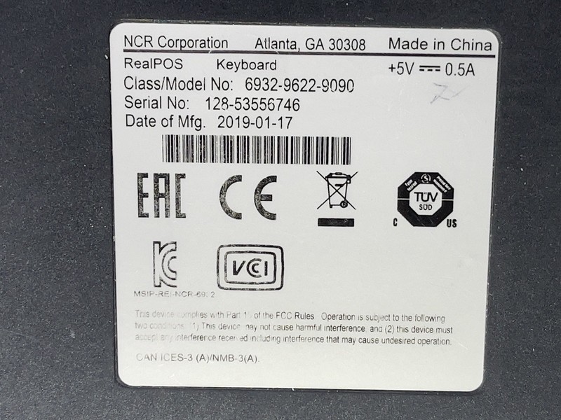 NCR RealPOS Keyboard, 6932-9622-9090 105 Key 3/4 Size, Wired, Retail Stores gallery