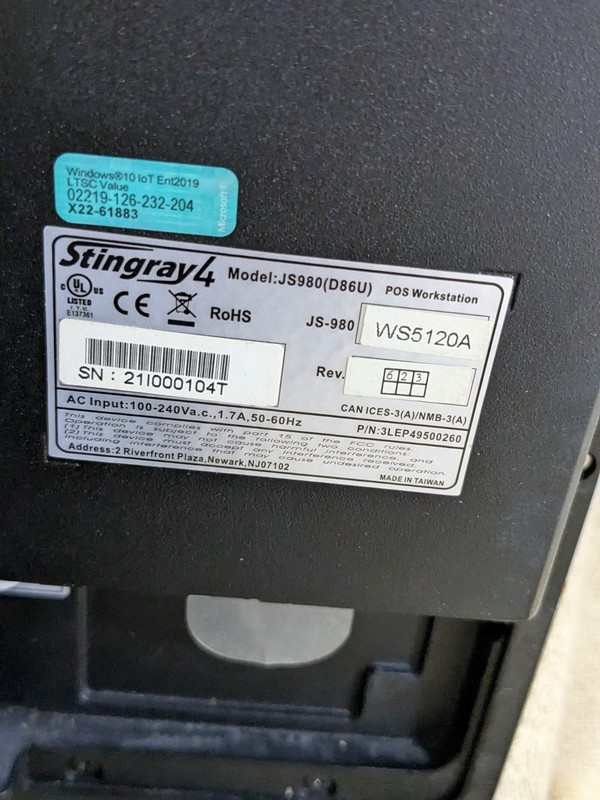 Panasonic Stingray 4 JS980 POS Touchscreen Terminal D86U gallery
