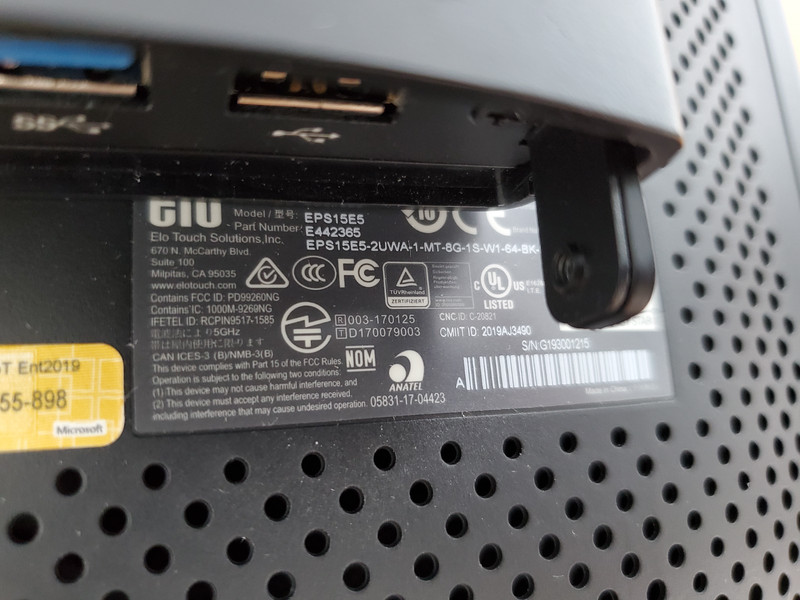 Elo POS 15" AiO i5-9500TE 8GB 128GB Win 10 w/ Wall Mount I/O Hub - E442365 gallery