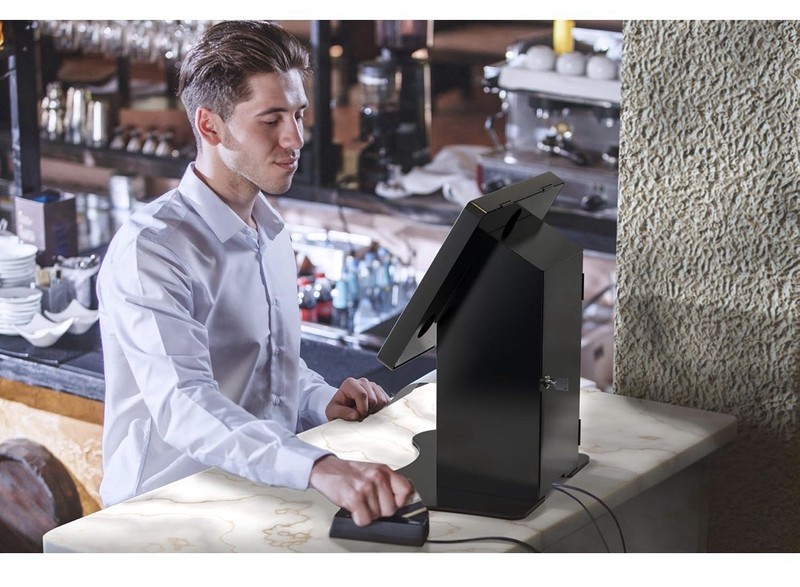 Anti Theft Tablet Desk Stand CTA Secured POS Kiosk, Pass Lock & Printer Shelf gallery