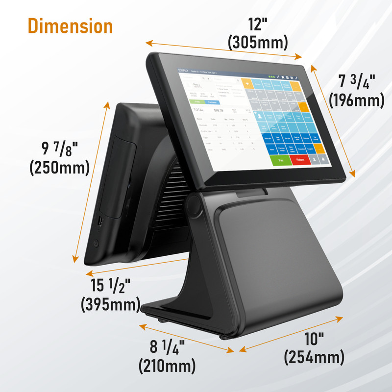 15.6" Dual Screen POS System, Cash Register Machine with Touch Screen & Win10pro gallery