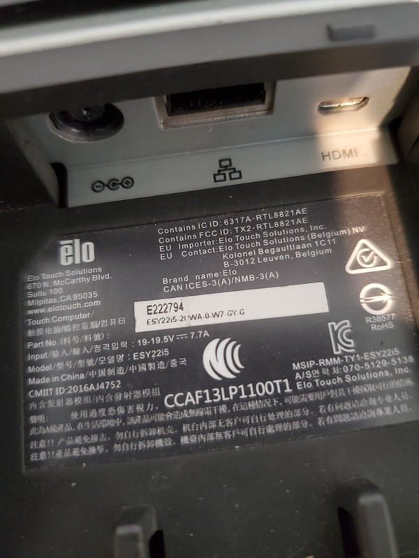 ELO ESY22i5 Touch Screen AiO POS Computer - i5 / 4GB DDR4/128GB SSD/Wi-Fi/Win 10 gallery