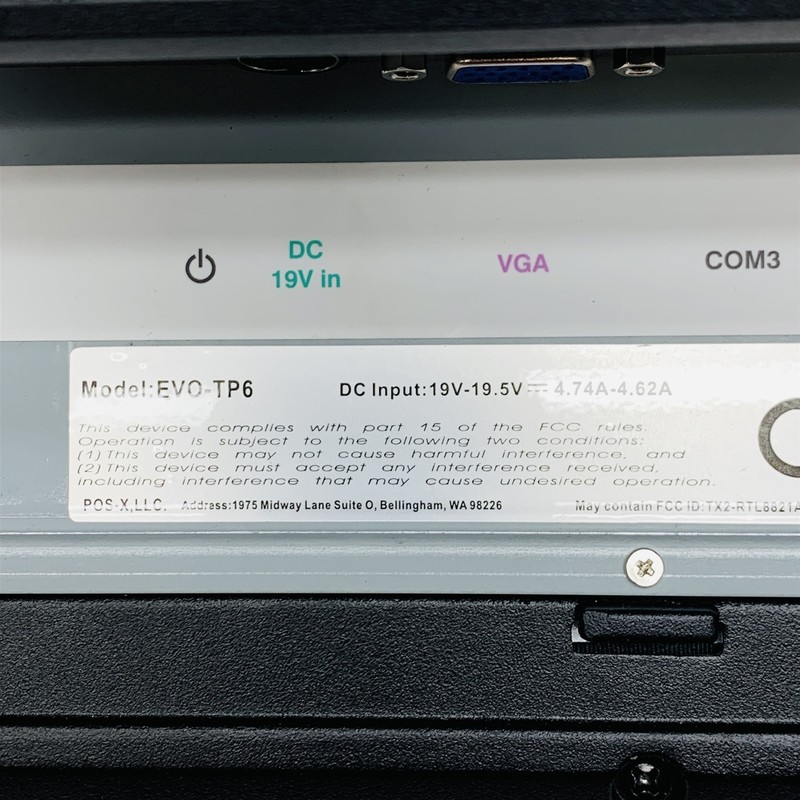 POS-X EVO-TP6 15" Touch i3-6100U 2.3GHz 4GB RAM No SSD/PSU Terminal Retail POS gallery