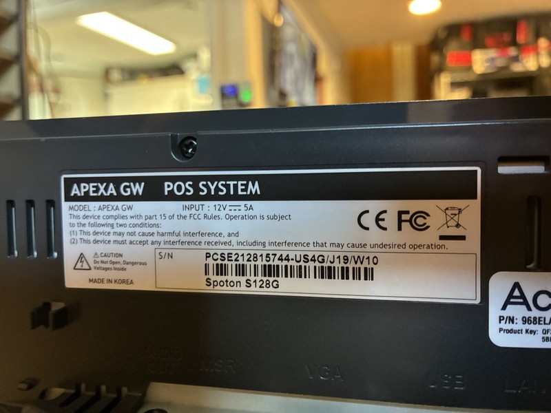 SpotOn Apexa GW 15″ Point Of Sale System Terminal Tested
