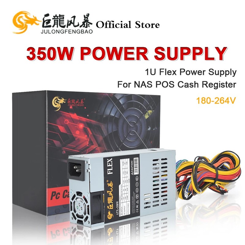 JULONGFENGBAO New ATX 350W PSU For NAS POS Cash Register Machine 180-264V 24Pin